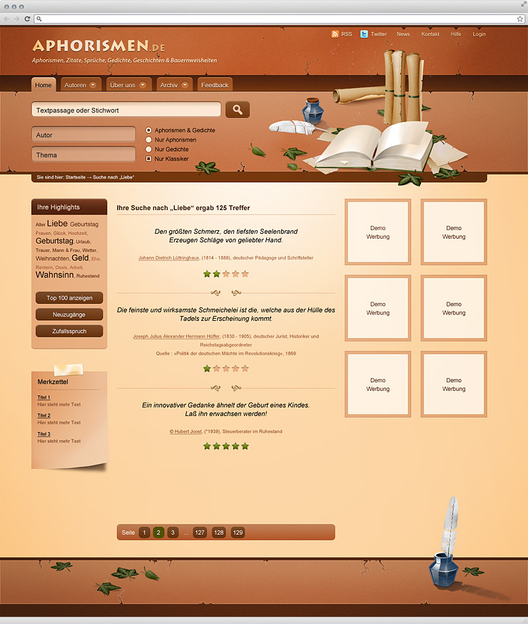 Gestaltes Website Layout