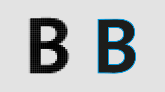 Unterschied Bitmap- und Vektorschrift