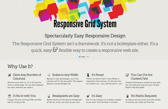 Screenshot der Website von Responsive Grid System