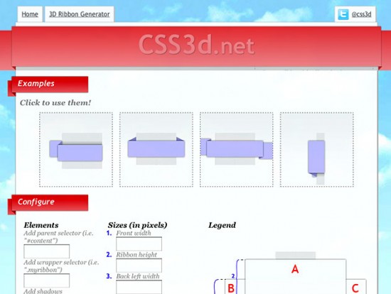 Screenshot des CSS Ribbon Generators
