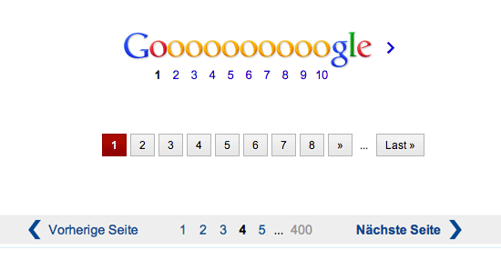 Screenshot: Pagination bei Google-Suchergebnissen