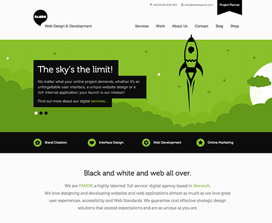 Beispiel für White Space im Webdesign