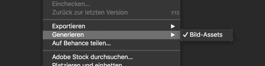 Aktivierte Bild-Assets in Photoshop