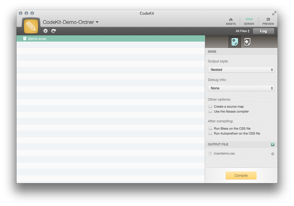 In CodeKit kann fuer jede einzelne Datei festgelegt werden, wie sie verwaltet werden soll