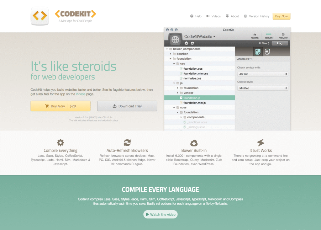 Die Website von CodeKit