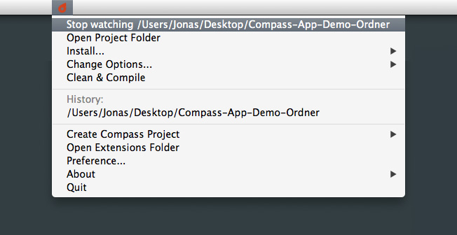 Die Ueberwachung von Ordnern kann ueber das Menu auch wieder gestoppt werden