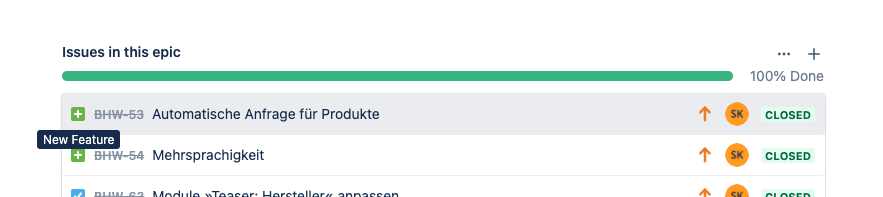 Screenshot: neue Features in Jira