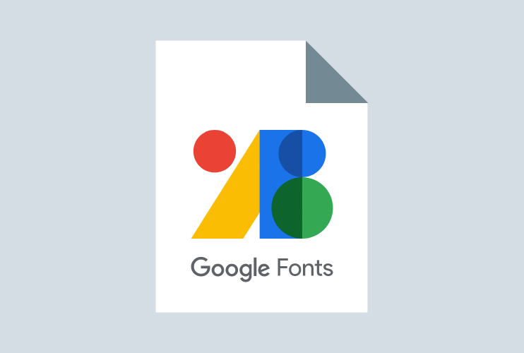 Stilisiertes Google Fonts Dateiformat mit Logo