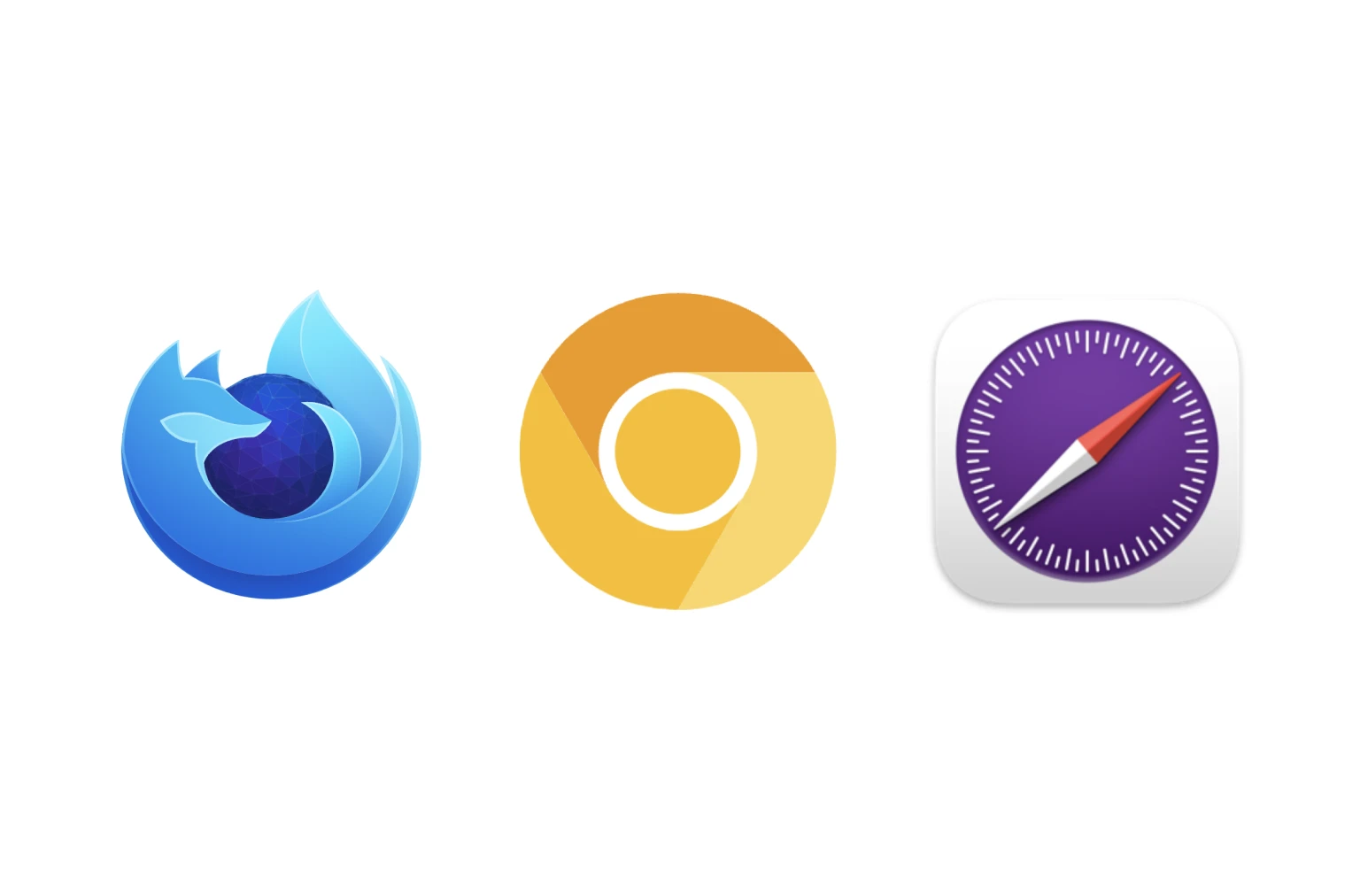 Logos der Dev-Browser von Firefox, Chrome und Safari